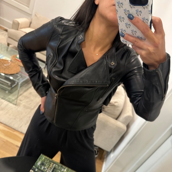 Monika Chiang Black 100% genuine soft leather jacket Size small - Picture 1 of 5